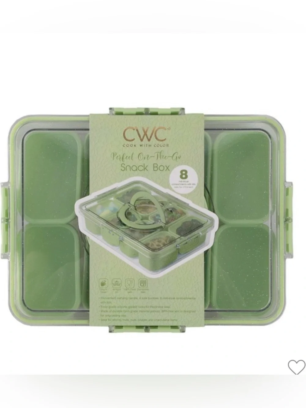 Cook With Color (CWC) - Green Perfect On-The-Go Snack Box - 8 Compartments. NWT - Picture 1 of 7